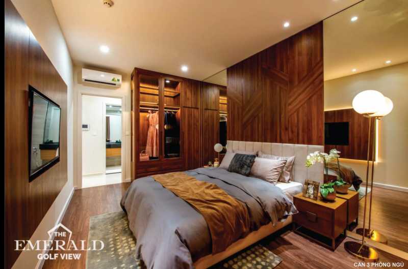 Phòng ngủ được The Emerald Golf View thiết kế đẳng cấp giúp cho chủ nhân như đang tận hưởng tại khách sạn 5 sao